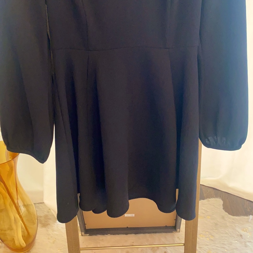 Zara modest black A- line midi long sleeve dress size M - Picture 3 of 7